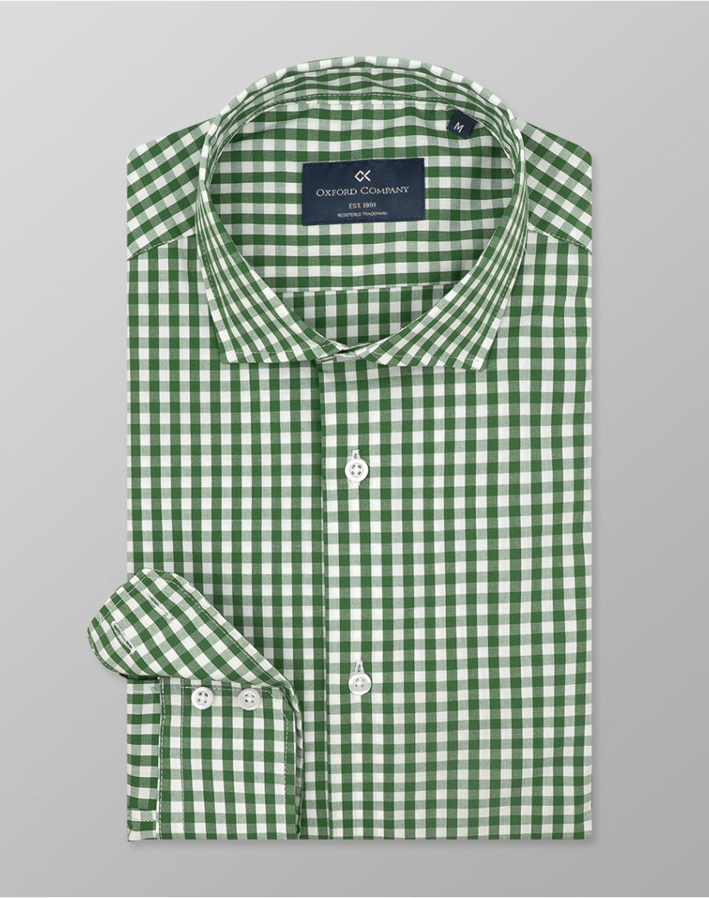 Oxford Company Romeo Slim Fit Πουκαμισο Ανδρας Ρουχα Πουκαμισα Green Βαμβακι M137 Rz21.05 05