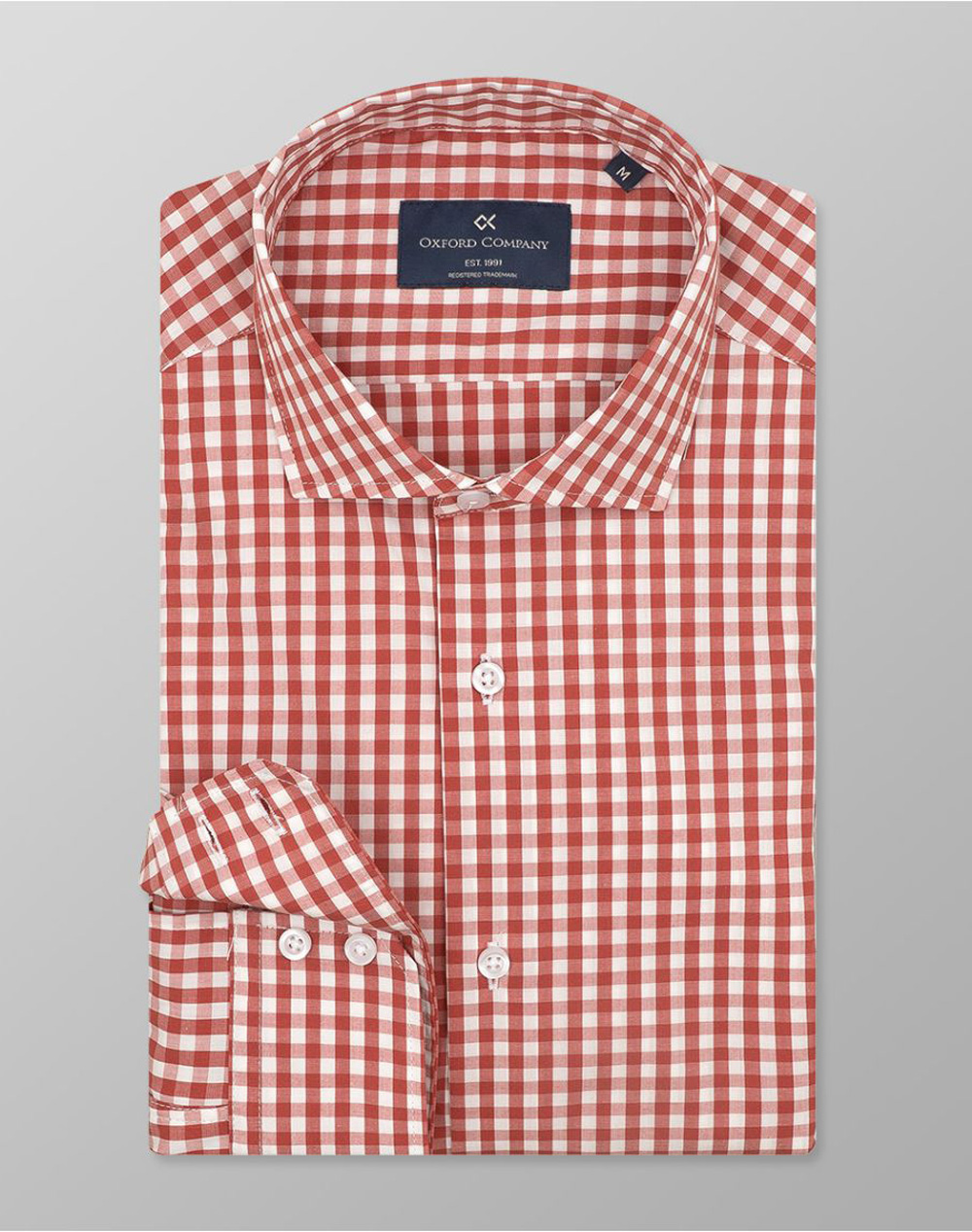 Oxford Company Romeo Slim Fit Πουκαμισο Ανδρας Ρουχα Πουκαμισα Red Βαμβακι M137 Rz21.06 06