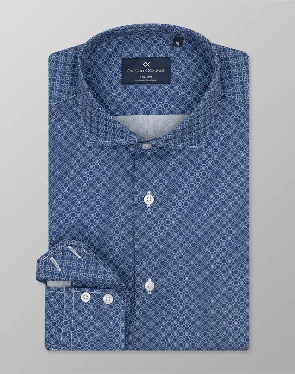 Oxford Company Romeo Slim Fit Πουκαμισο Ανδρας Ρουχα Πουκαμισα Blue Βαμβακι M164 Rz21.01 01