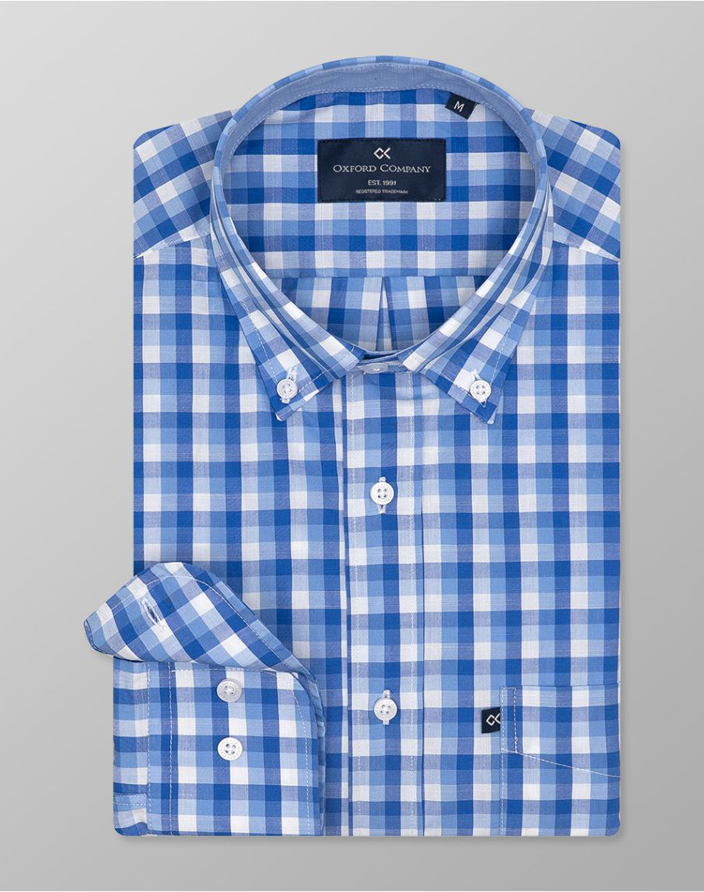 Oxford Company Button Down Bambaki Πουκαμισο Ανδρας Ρουχα Πουκαμισα Blue Βαμβακι F132 Bz10.02 02
