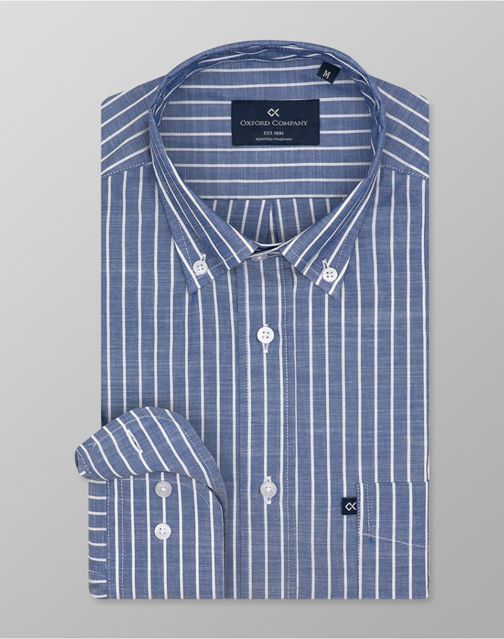 Oxford Company Button Down Bambaki Πουκαμισο Ανδρας Ρουχα Πουκαμισα Darkblue Βαμβακι F123 Bz10.01 01