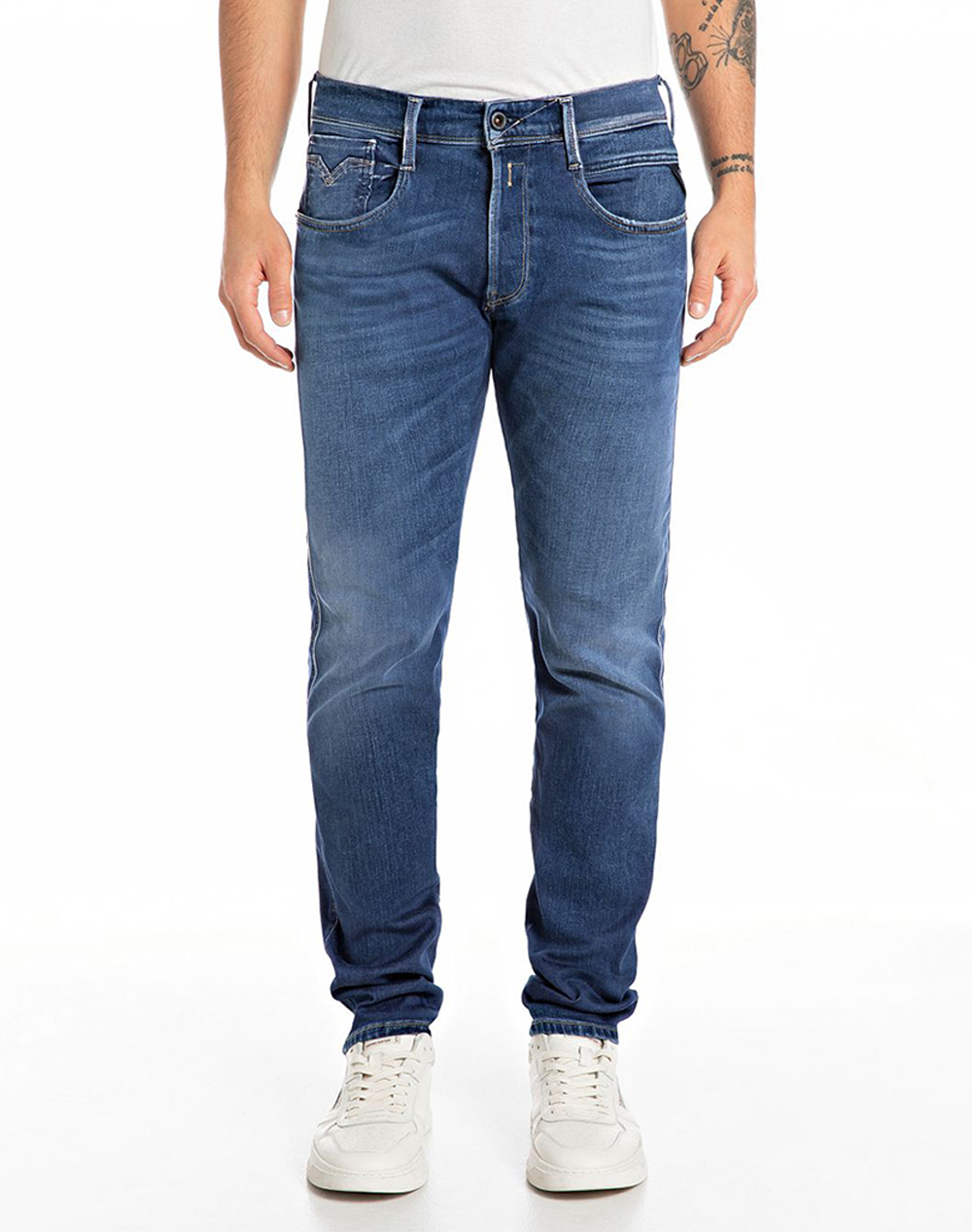 Replay Παντελονι Ανδρας Ρουχα Παντελονια Jeans Denimblue Βαμβακιμε Ελασταν M914Y .000.879 10A 007