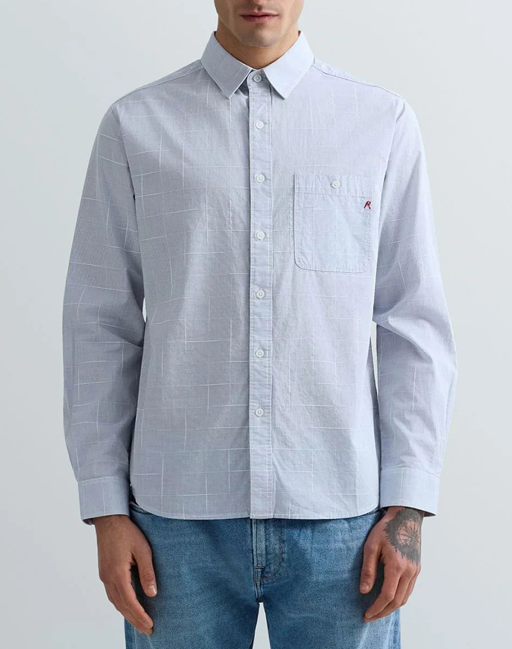 Replay Πουκαμισο Ανδρας Ρουχα Πουκαμισα Lightblue Βαμβακι M4144 .000.52876 010