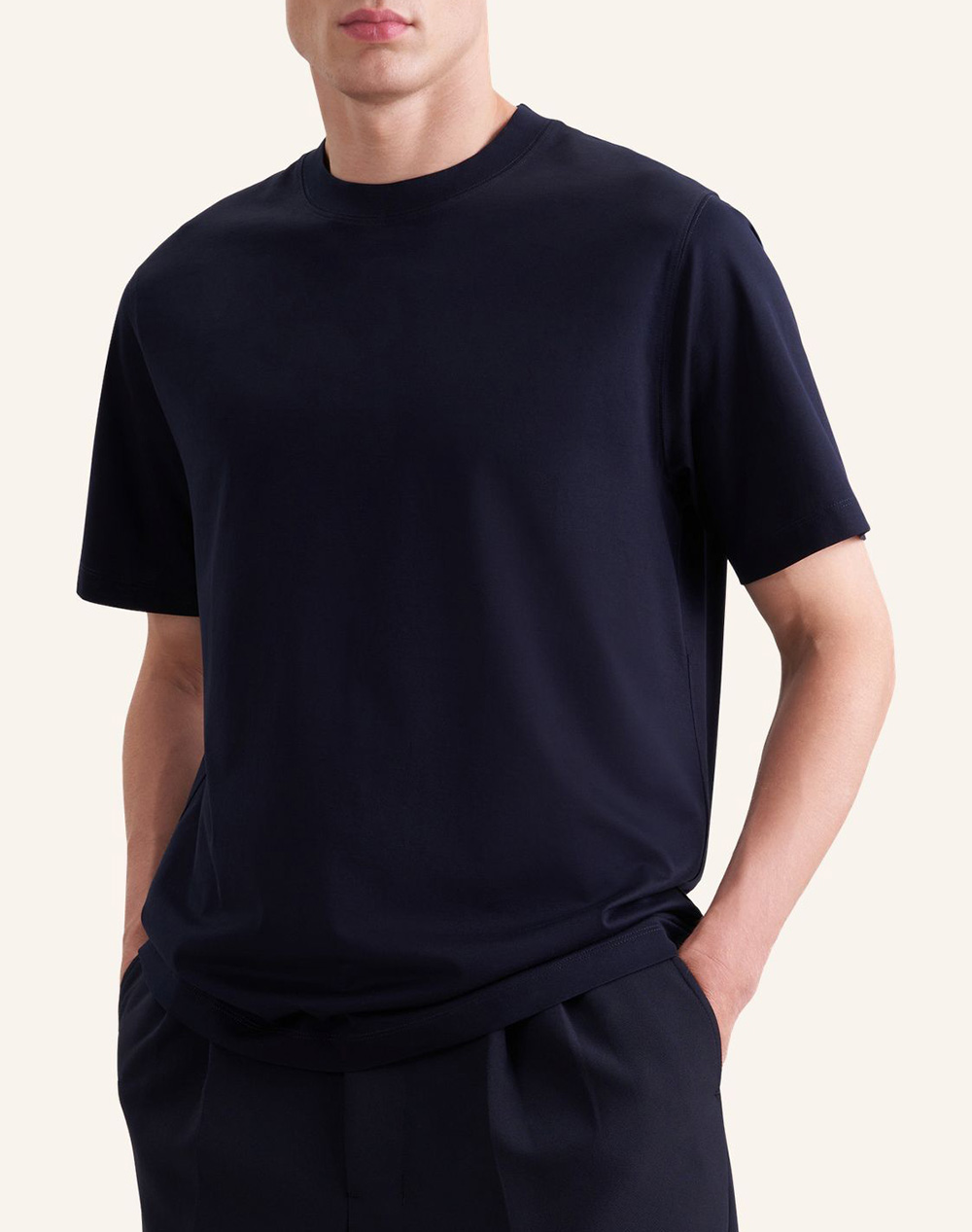 Seidensticker Basic T Shirt Merceriz Ανδρας Ρουχα Μπλουζες T Shirt Darkblue Βαμβακι 849665 19