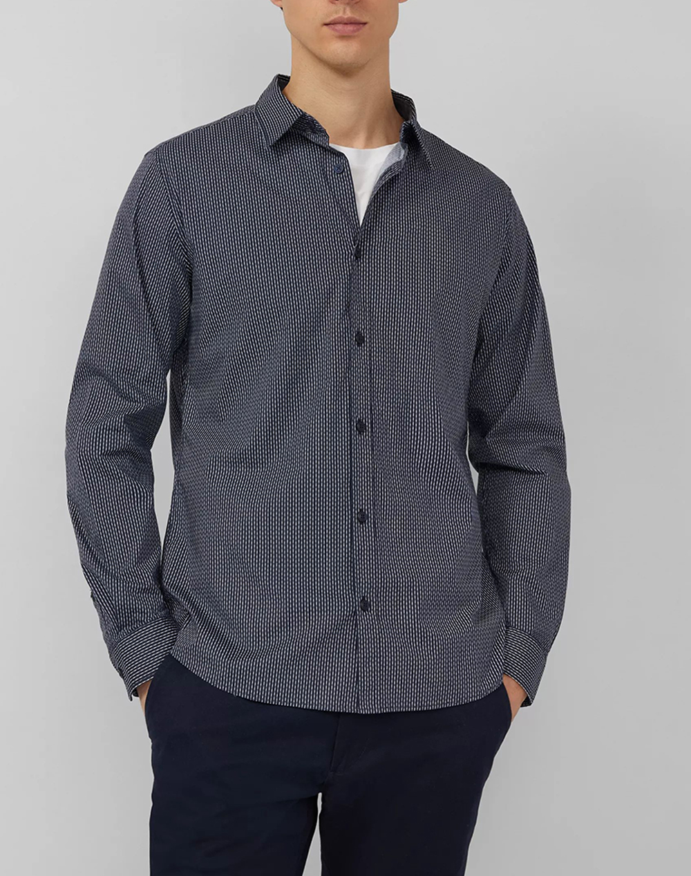 S.Oliver Πουκάμισο Ανδρας Ρουχα Πουκαμισα Darkblue Βαμβακιμε Ελασταν So2169878 59A0