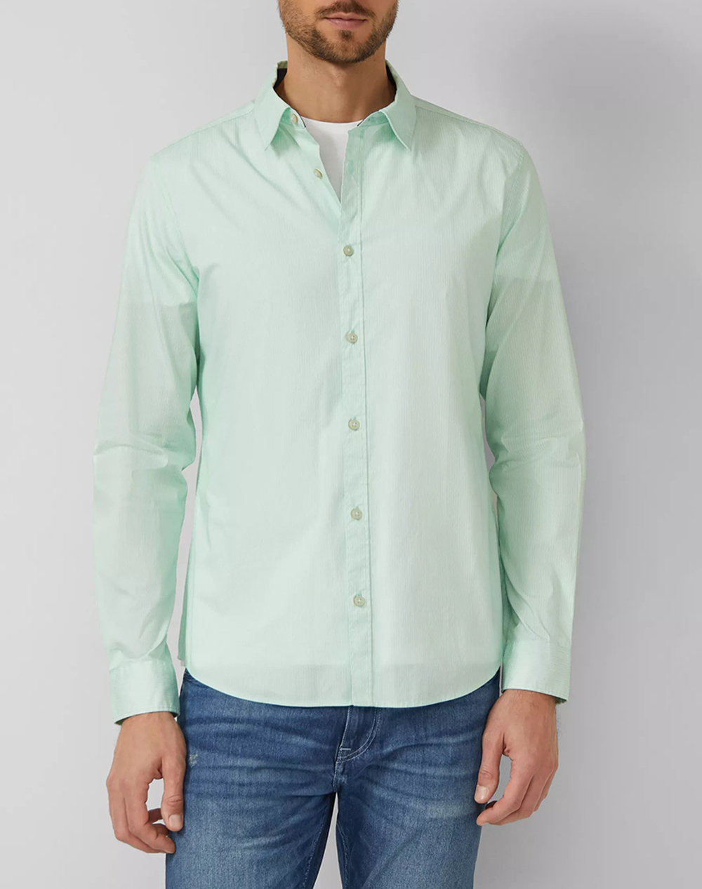 S.Oliver Πουκάμισο Ανδρας Ρουχα Πουκαμισα Turquoise Βαμβακιμε Ελασταν So2169878 61A0