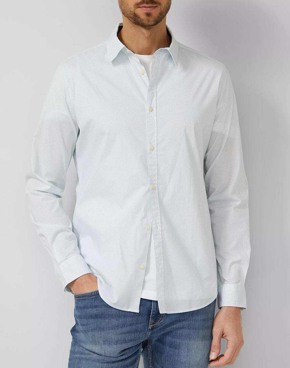 S.Oliver Πουκάμισο Ανδρας Ρουχα Πουκαμισα White Βαμβακιμε Ελασταν So2169878 01A0