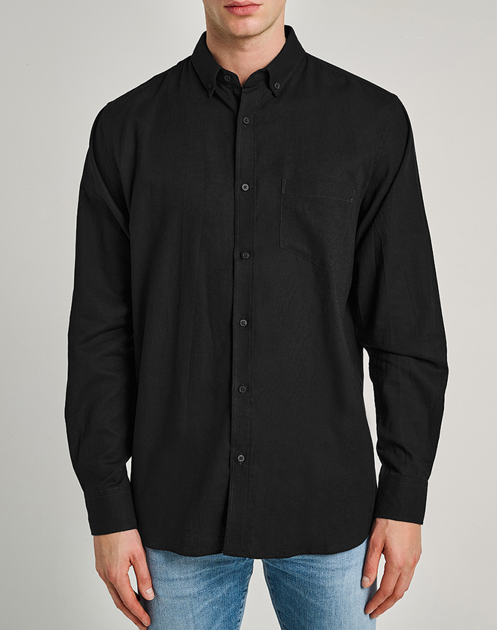 Staff Hummel Man Linen Shirt Longsleeve Ανδρας Ρουχα Πουκαμισα Black Λινο 61 002.055 Ν0090