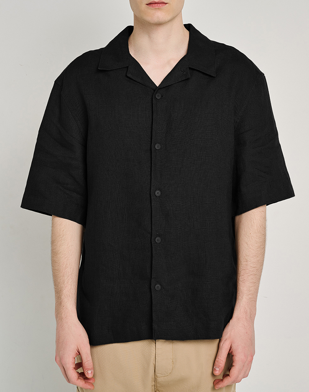 Staff Ron Man Shirt Linen Short Sleeve Linen Co Ανδρας Ρουχα Πουκαμισα Black Βαμβακιλινο 61 202.055 Ν0090