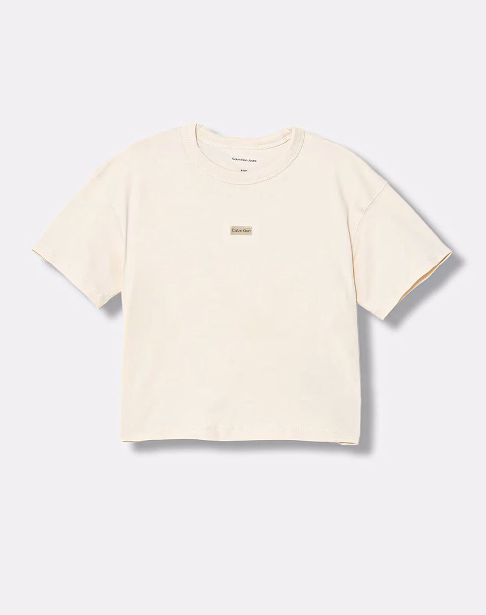 Calvin Klein Jeans Folded Logo Label S/S T Shirt Παιδι Κοριτσι Ρουχα Μπλουζες Cream Βαμβακιμε Ελασταν Ig0Ig03063 8Y 16Y Pgb Για Κορίτσι