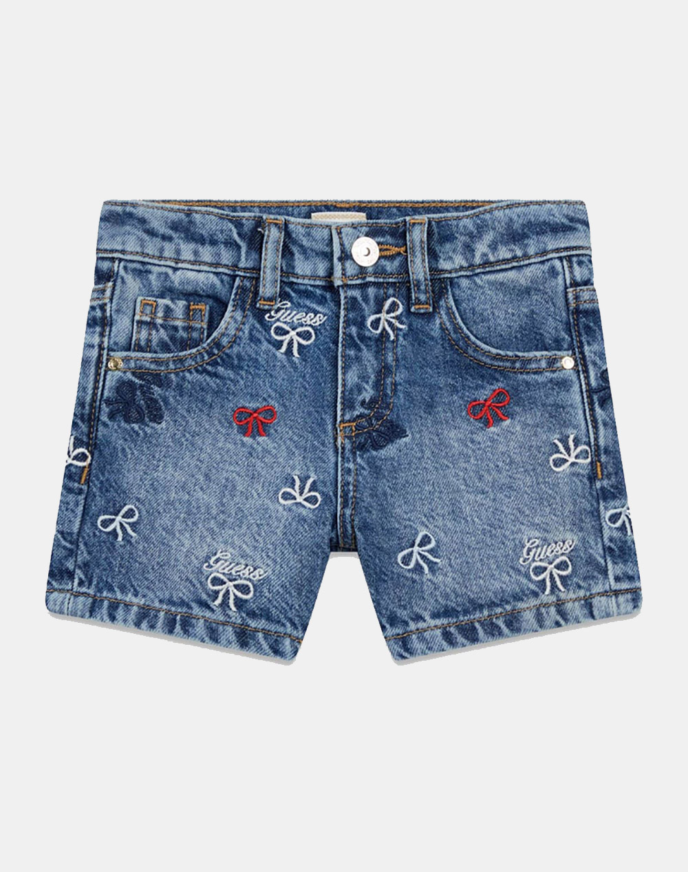 Guess Shorts Rigid Denim With Embro Σορτς Παιδικο Girl Παιδι Κοριτσι Ρουχα Σορτς | Βερμουδες Denimblue Βαμβακι K6Rd06D45E0 Memh Για Κορίτσι