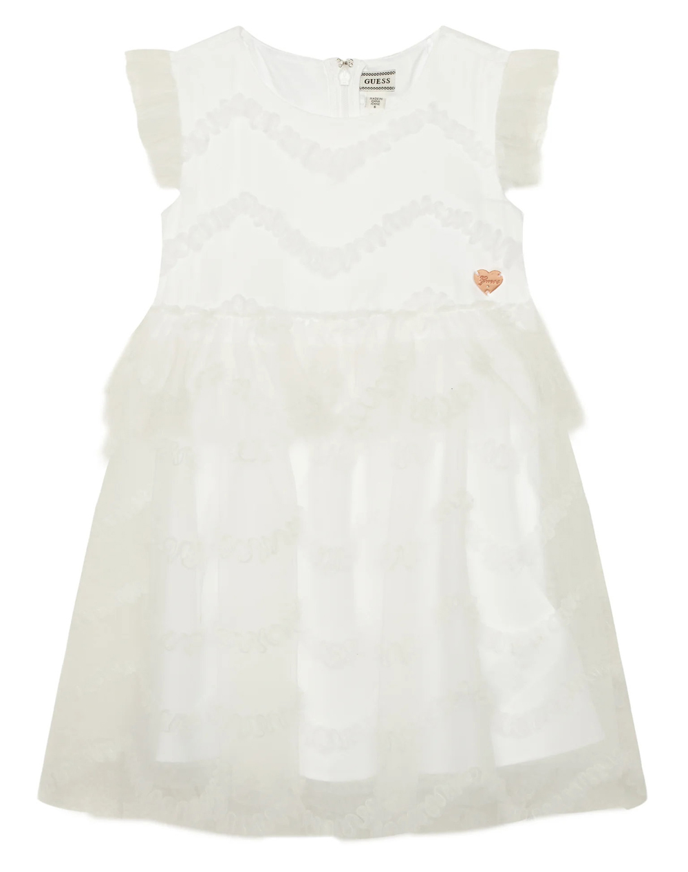 Guess Mesh Dress_Ceremony Φορεμα Παιδικο Girl Παιδι Κοριτσι Ρουχα Φορεματα White Συνθετικο K6Rk22Wk040 G011 Για Κορίτσι