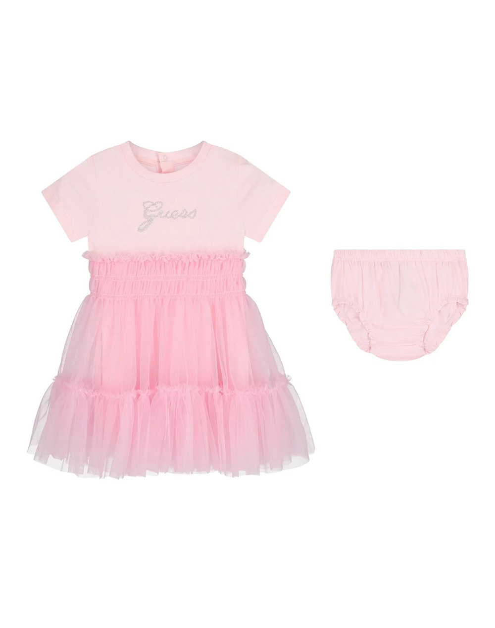 Guess Set Mixed Fabric Dress+Panties Φορεμα Παιδικο Girl Παιδι Κοριτσι Ρουχα Βρεφικα Lightpink Βαμβακιμε Ελασταν A6Rk02K6Yw0 G62O Για Κορίτσι