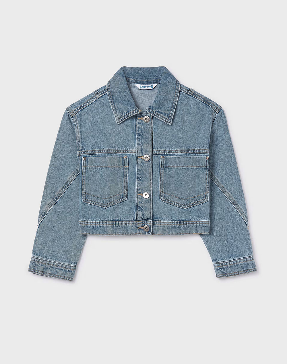 Mayoral Τζακετ Τζιν Παιδι Κοριτσι Ρουχα Μπουφαν Denimblue Βαμβακι 06406 088 Για Κορίτσι