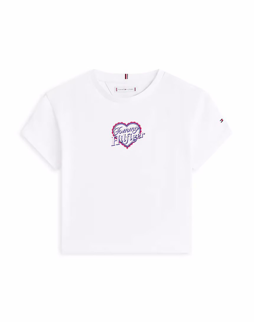 Tommy Hilfiger Tommy Heart Embro Tee Ss Παιδι Κοριτσι Ρουχα Μπλουζες White Βαμβακιμε Ελασταν Kg0Kg09280 2Y 7Y Ybr Για Κορίτσι