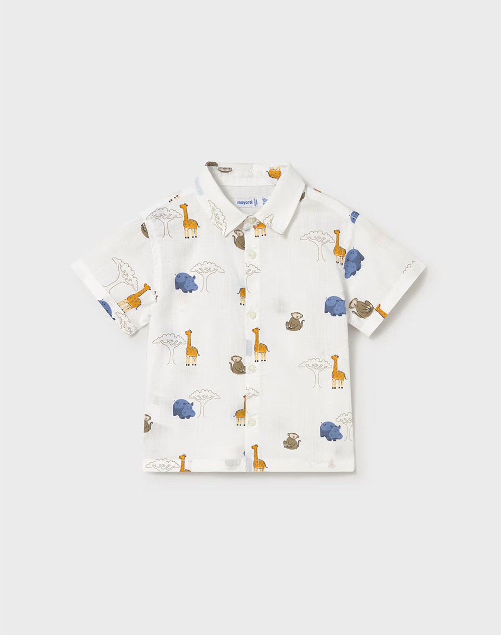 Mayoral Πουκαμισο Κοντομαν Σταμπωτο Παιδι Αγορι Ρουχα Πουκαμισα Offwhite Βαμβακι 01114 031 - Koolfly
