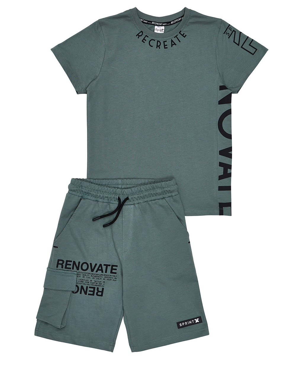 Sprint Set Junior Boy Παιδι Αγορι Ρουχα Σετ Armygreen Βαμβακι 261 3007 539 Γιά Αγόρι