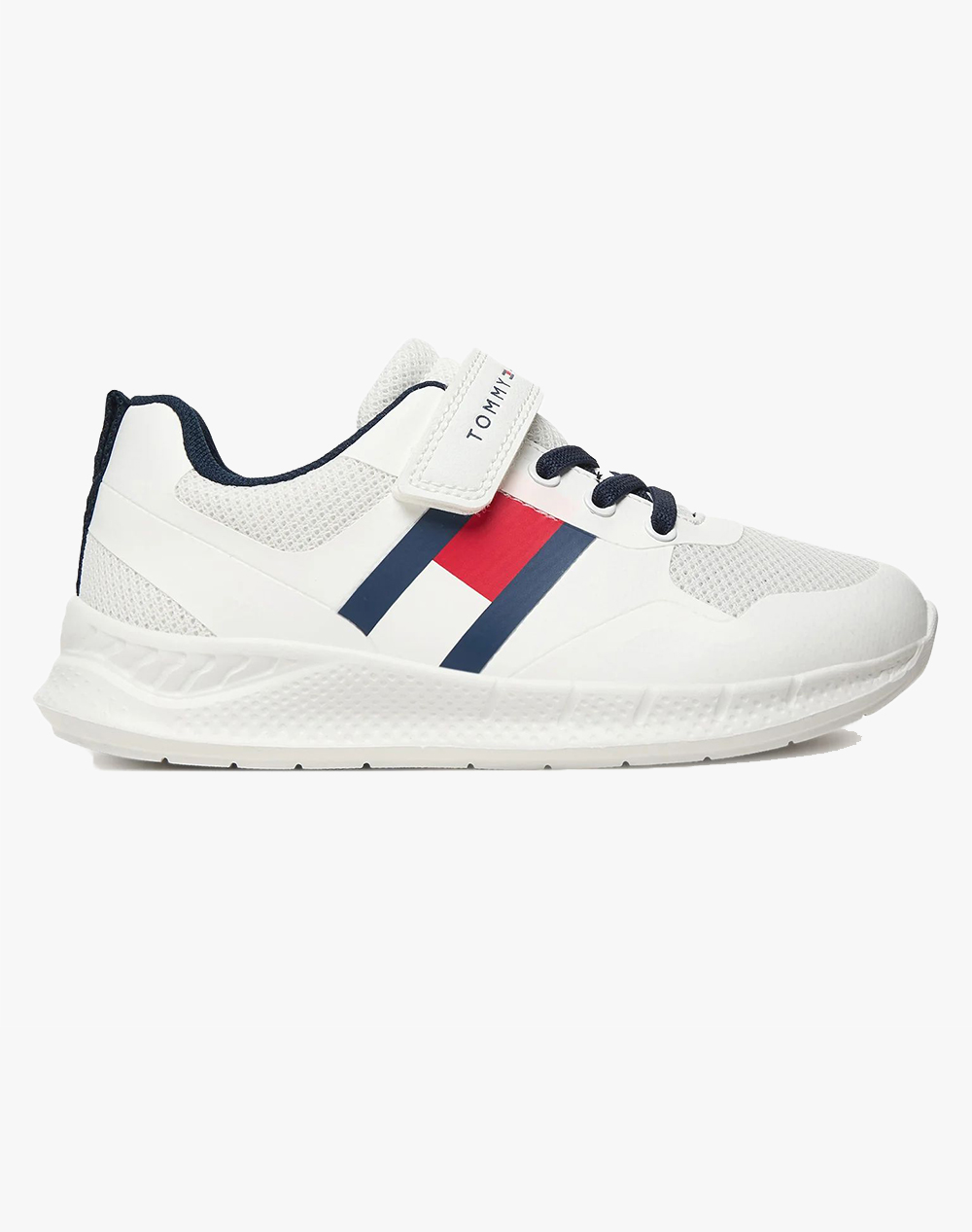 Tommy Hilfiger Flag Low Cut Lace Up/Velcro Sneaker Παιδι Κοριτσι Παπουτσια Sneakers White Απομιμηση Δερματοςσυνθετικο T1X9 34369 1843 19 29 100 Για