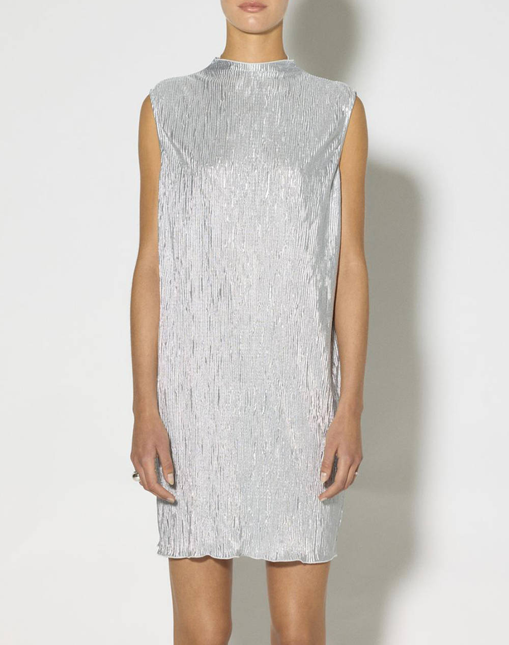 Something Snnadia Sl Highneck Mini Dress Mch Γυναικα Ρουχα Φορεματα Lightgray Συνθετικο 10294593 Silver - Koolfly
