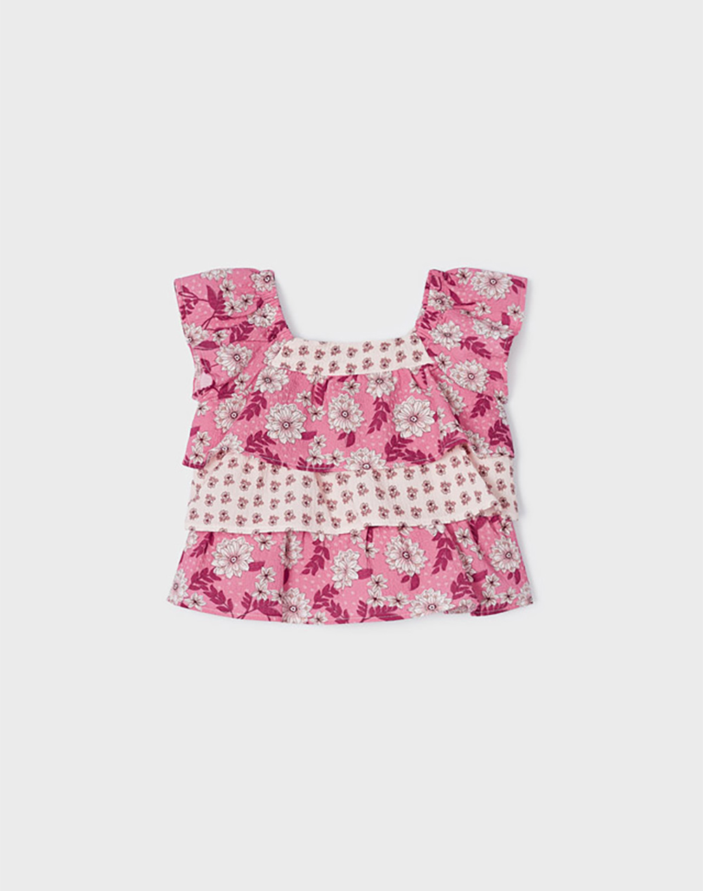 Mayoral Πουκαμισα Σταμπωτη Συνδυασμενη Παιδι Κοριτσι Ρουχα Βρεφικα Fuchsia Με Ελαστανσυνθετικο 3137 22 Για Κορίτσι